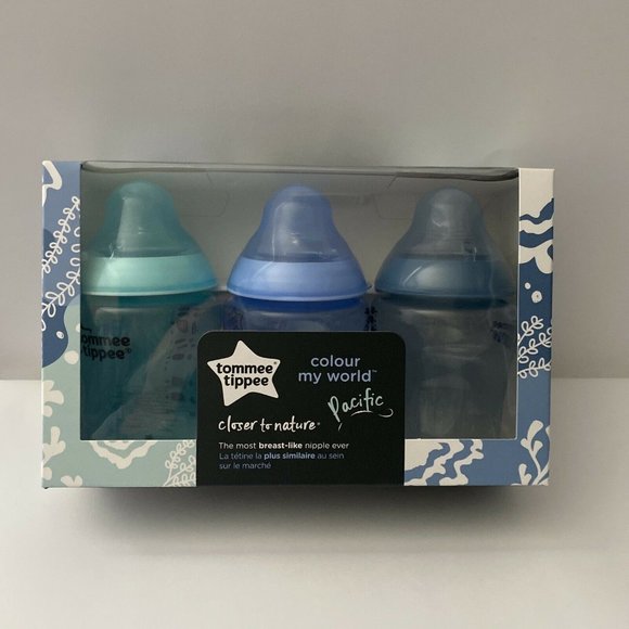 Tommee Tippee Colour My World 9oz Baby Bottle 0m+ Slow Flow 3 Pack - Picture 2 of 5